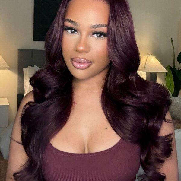 Lumivive Pre-Everything™ Black Cherry Lace Front Purple Wig In Layered Cut