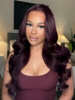 Lumivive Pre-Everything™ Black Cherry Lace Front Purple Wig In Layered Cut - Image 2