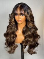 Lumivive 13x4 Pre-Everything™ Lace Frontal Balayage Highlights Fluffy Natural Loose Wave Curtain Bangs Wig - Image 3