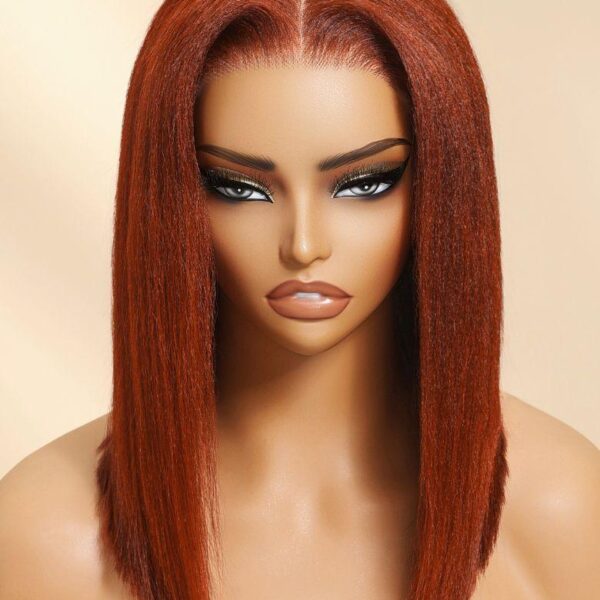 Lumivive Bye-Bye Knots™ 7x5 Lace Reddish Brown Yaki Blunt Bob Wig