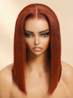 Lumivive Bye-Bye Knots™ 7x5 Lace Reddish Brown Yaki Blunt Bob Wig - Image 2