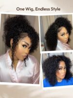 Lumivive Bye Bye Knots Wig 7x5 Glueless Lace Black Kinky Curly Wig With Bleached Knots - Image 2