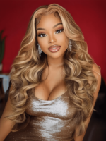 Lumivive Pre-Everything™ Lace Front Honey Blonde Highlights Body Wave Human Hair Wig