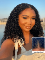 Lumivive InvisiBlend™ V Part Curly Texture Drawstring Human Hair Wig With Finger Coil Ends - Image 3
