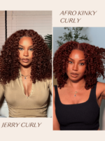 Lumivive Bye-Bye Knots™ Pre-Cut Lace Put On And Go Reddish Brown Curly Wig - Image 4