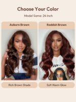 Lumivive Pre-Everything™ Lace Frontal Auburn Brown Loose Wave Wig With Drawstring & Face Framing Layers - Image 5