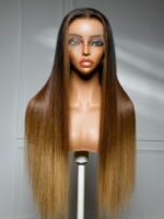 Lumivive 360 HD Lace Real Scalp™ Brown to Honey Blonde Ombre Silky Straight Wig with Dark Roots