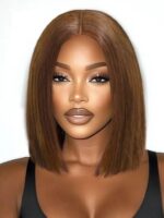 Lumivive 2x6 Closure 200% Density #4 Brown With Dark Root Bob Wig