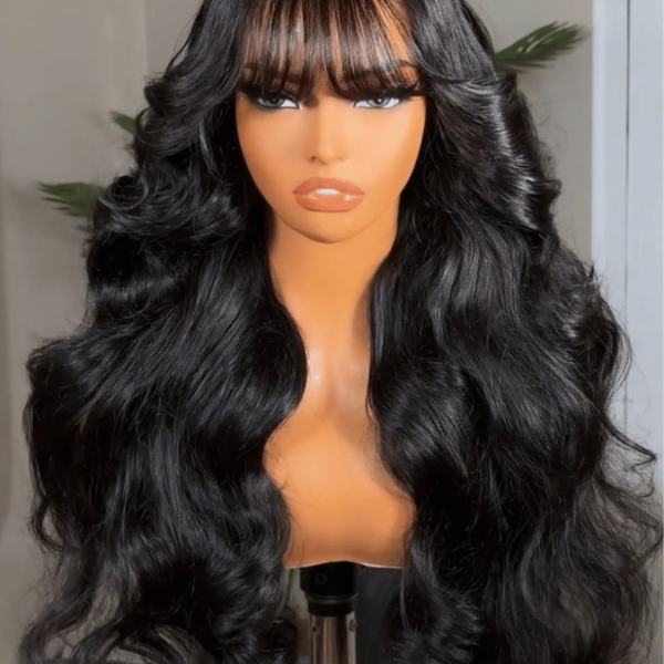 Lumivive Pre-Everything™ Lace Front Curtain Bangs Layered Glueless Wig With Drawstring