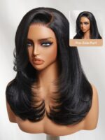 Lumivive Bye-Bye Knots™ 7x5 Lace Side-Part Yaki Straight Wig with Blowout Feathered Layers - Image 4