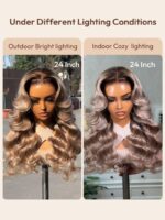 Lumivive 13x4 Pre-Everything™ Lace Frontal Ash Blonde With Brown Roots Body Wave Wig with Invisi Drawstring - Image 5