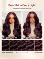 Lumivive Pre-Everything™ Black Cherry Lace Front Purple Wig In Layered Cut - Image 6