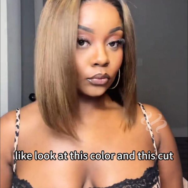 Lumivive Bye-Bye Knots™ 7x5 Lace Black to Chestnut Brown Ombre Yaki Straight Wig With Drawstring