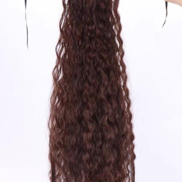 Lumivive Machine-Made Dark Brown Deep Wave Clip-In Ponytail Extension