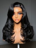 Lumivive 7x5 Bye-Bye Slip™ Lace Feathered Blowout Wig with Face-Framing Layers and Deep Side Part Bangs