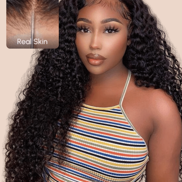 Lumivive 5x5 Thin HD BlendAway Lace Closure Black Glueless Jerry Curly Wig