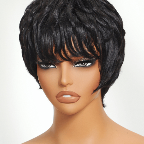 Lumivive Short Pixie Cut Human Hair Glueless Wig With Full Bangs