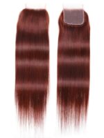 Lumivive Dark Auburn Straight Remy Human Hair 3 Bundles With Closure Deal - Image 3