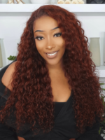Lumivive Bye-Bye Knots Wig 7x5 Lace Reddish Brown Water Wave Wig