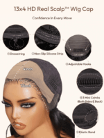 Lumivive HD Real Scalp™ Wig 13x4 Invisible Lace Frontal Black Kinky Straight Wig With Invisi Drawstring - Image 12