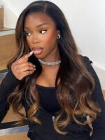 Lumivive Brown Balayage 4x4 Lace Closure With 3Pcs Body Wave Bundles