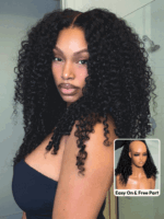 Lumivive 13x4 Pre-Everything™ Lace Frontal Natural Black Burmese Curly Wig with Finger Coily Ends