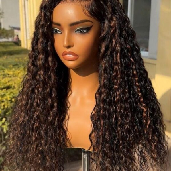 Lumivive Bye-Bye Knots™ 7x5 Lace Water Wave Wig With Golden Brown Face Framing Highlights