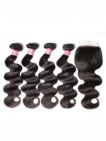 Lumivive 4Pcs Brazilian Hair Body Wave Bundles With Transparent Lace Closure - Image 5