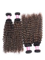Lumivive #FB30 Brown Balayage Highlight 4Pcs Jerry Curly Human Hair Bundles - Image 3