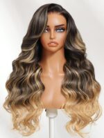 Lumivive Bye-Bye Knots™ 7x5 Lace Black With Blonde Highlights Loose Wave Wig With Face Framing Layers - Image 2
