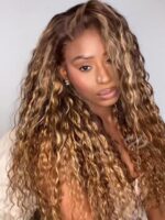 Lumivive Lace Front Bronde With Honey Blonde Highlights Water Wave Glueless Drawstring Wig - Image 3