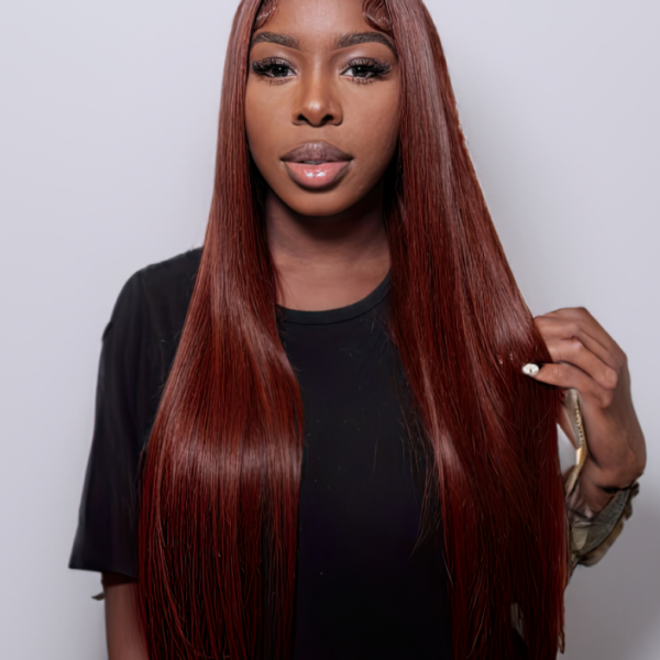 Lumivive Dark Auburn Straight Remy Human Hair 3 Bundles With Closure Deal