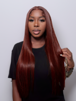 Lumivive Dark Auburn Straight Remy Human Hair 3 Bundles With Closure Deal - Image 2