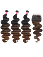 Lumivive Brown Balayage 4x4 Lace Closure With 3Pcs Body Wave Bundles - Image 2