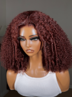 Lumivive Bye-Bye Knots™ Pre-Cut Lace Put On And Go Reddish Brown Curly Wig - Image 2