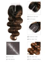 Lumivive 1B/30 Brown Ombre 4Pcs Hair Bundles With Lace Closure - Image 6