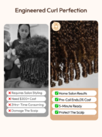 Lumivive Bye-Bye Knots™ 7x5 Lace Black to Chestnut Brown Ombre Curly Wig With Defined Finger Coil Ends Drawstring Wig - Image 12