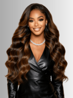 Lumivive Brown Balayage 4x4 Lace Closure With 3 Packs Body Wave Bundles