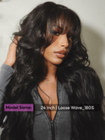 Lumivive Black Yaki Wig Human Hair Glueless Wig with Blunt Bangs - Image 3