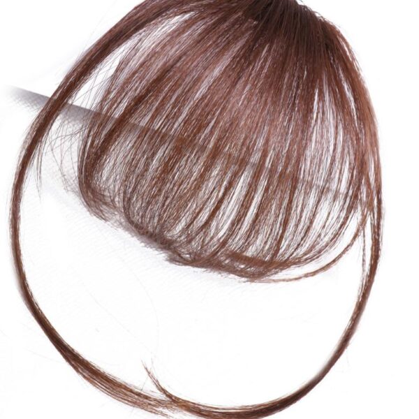 Lumivive Hand-Made Dark Brwon Straight Clip In Air Bangs With Temples