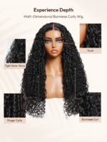 Lumivive  Bye-Bye Knots™ 7x5 Lace Natural Black 4D Mixed Texture Burmese Curly Wig with Invisi Drawstring - Image 2