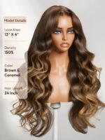 Lumivive Bye-Bye Knots™ 7x5 Lace Deep Brown with Caramel Higlights Loose Wave Drawstring Glueless Wig - Image 3