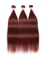 Lumivive Dark Auburn Straight Remy Human Hair 3 Bundles With Closure Deal - Image 4