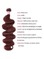 Lumivive Dark Auburn Body Wave Remy Human Hair 4 Bundles With Closure Deal - Image 7