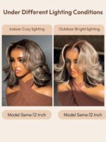 Lumivive 13x4 Pre-Everything™ Lace Frontal Dark Brown with Face Framing Highlights Layered Cut Bob Drawstring Wig - Image 2