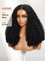 Lumivive Bye-Bye Knots™ 7x5 Lace Black to Chestnut Brown Ombre Curly Wig With Defined Finger Coil Ends Drawstring Wig - Image 10