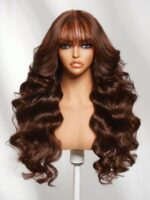 Lumivive 7x5 Bye Bye Slip™ Lace Auburn/Red Brown Fluffy Loose Wave Wig with Wispy Bangs 180% Density - Image 2