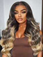 Lumivive Bye-Bye Knots™ 7x5 Lace Black With Blonde Highlights Loose Wave Wig With Face Framing Layers - Image 4