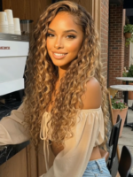 Lumivive Lace Front Bronde With Honey Blonde Highlights Water Wave Glueless Drawstring Wig - Image 2