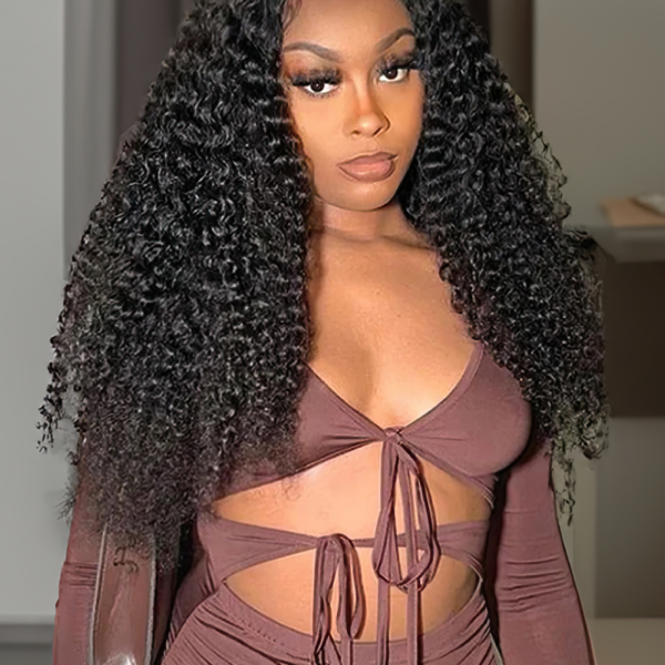 Lumivive Put On And Go Pre Cut Lace Wig Transparent Lace Curly Black Quick & Easy Glueless Air Wig
